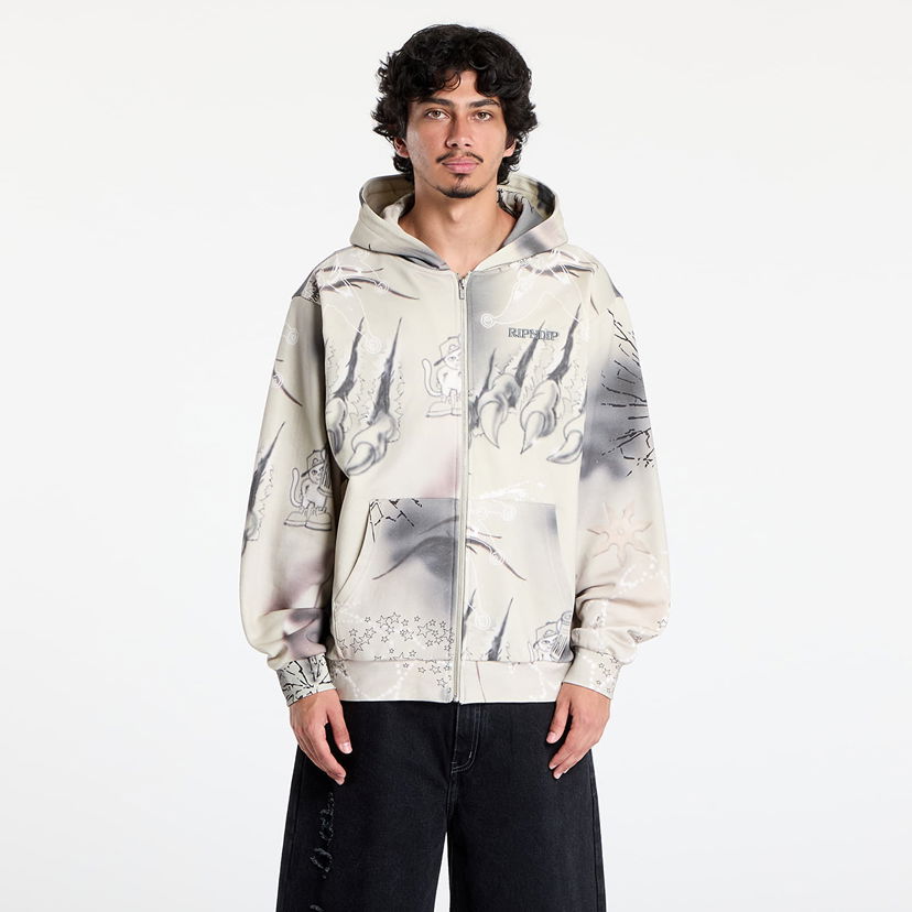 Sweatshirt RIPNDIP RIPNDIP Stargazing Zip Up Hoodie Beige | RNDSUM25108