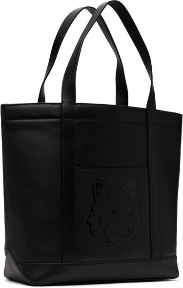 Tygpåse MAISON KITSUNÉ Maison Kitsuné Fox Head Leather Medium Tote Svart | OW05110LC0045, 1