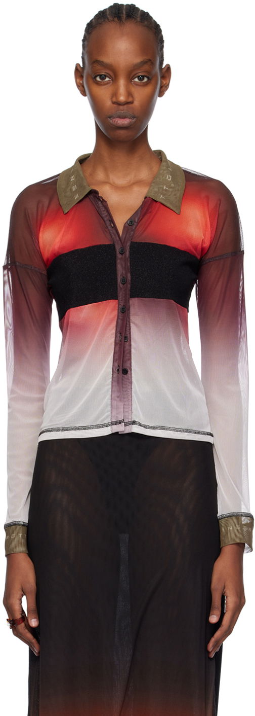Polotröja Ottolinger Ottolinger Semi-Sheer Long Sleeve Polo Röd | 103401