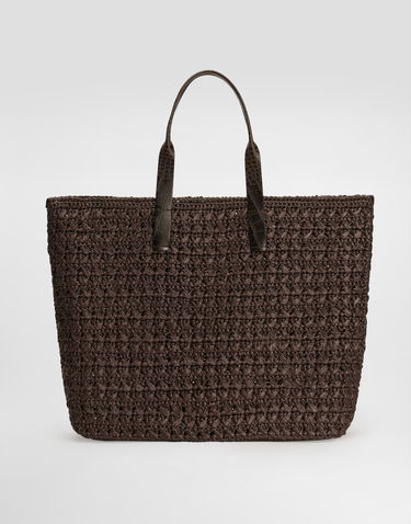 Tygpåse Dolce & Gabbana Dolce & Gabbana Raffia Crochet Shopper with Crocodile Embossed Handles Onesize Brun | BM2453A9N968C895, 3