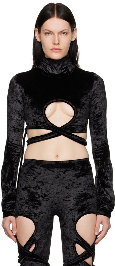 Crop top Ottolinger Ottolinger Velvet Wrap Turtleneck Top Svart | 401701, 0