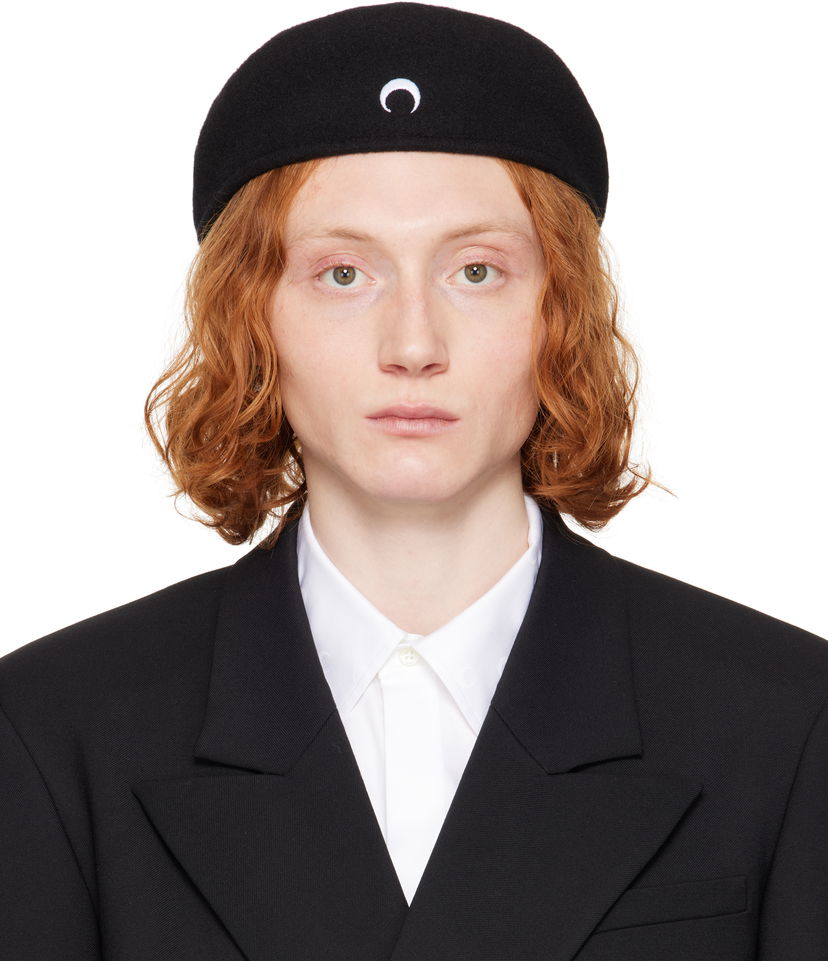 Basker Marine Serre Marine Serre Moon Felted Wool Beret Svart | UHG036A RWOV0015