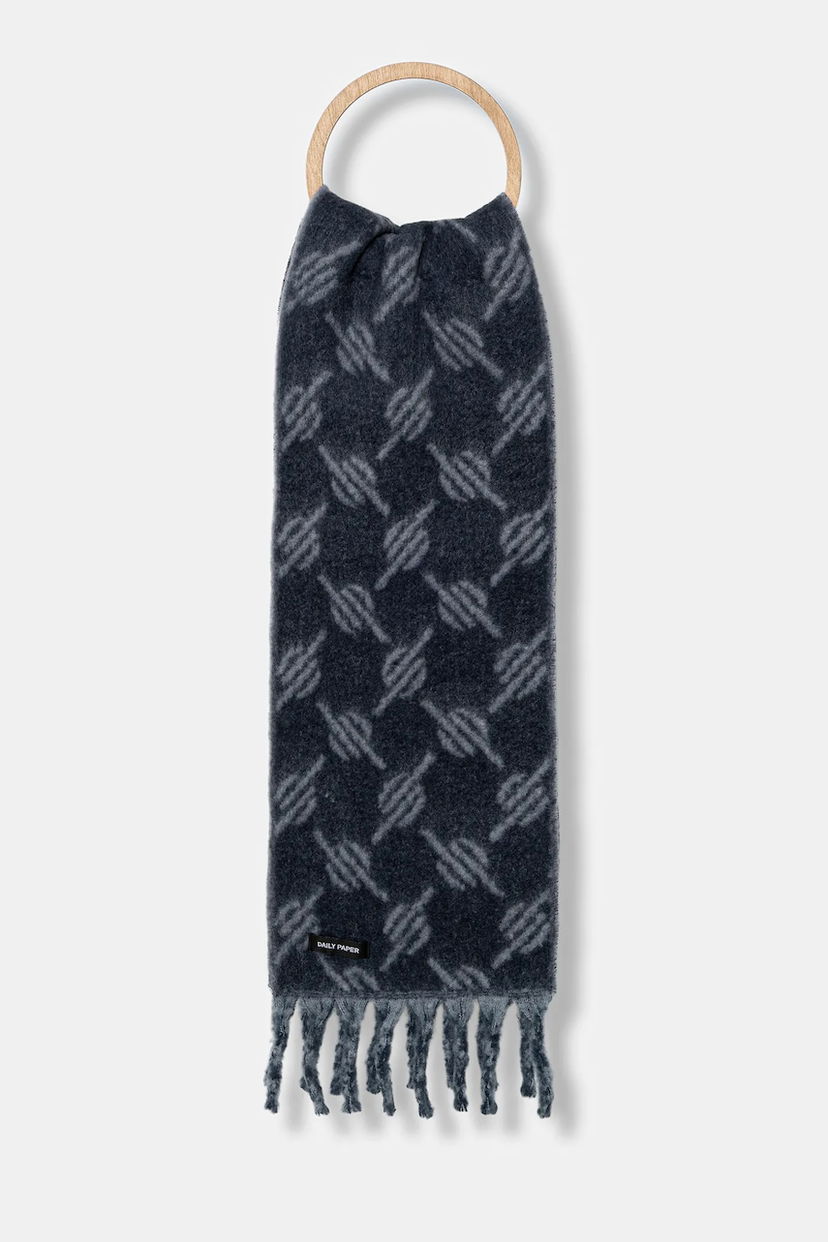 Halsduk DAILY PAPER Daily Paper Riyo Monogram Wool Blend Scarf Blå | 2521093