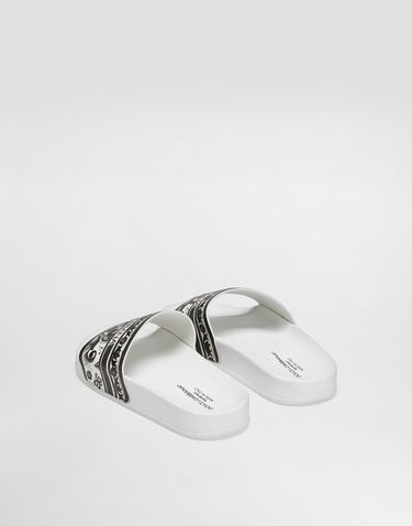 Tillbehör Dolce & Gabbana Dolce & Gabbana Majolica-Print Calfskin Slides Vit | DD0318A1838IU3TN, 2