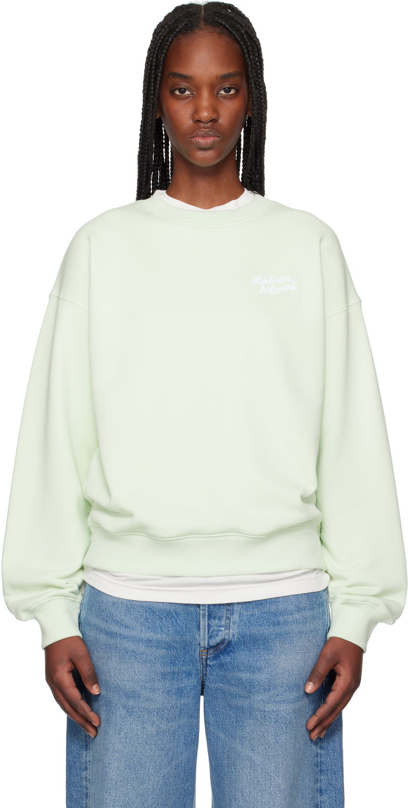 Sweater MAISON KITSUNÉ Maison Kitsuné Handwriting Comfort Sweatshirt Grön | MW00314KM0321