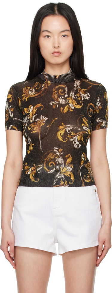 T-shirt Versace Versace Jeans Couture Barocco Lurex Knit Top Svart | E78HAFM07_ECMN45, 0