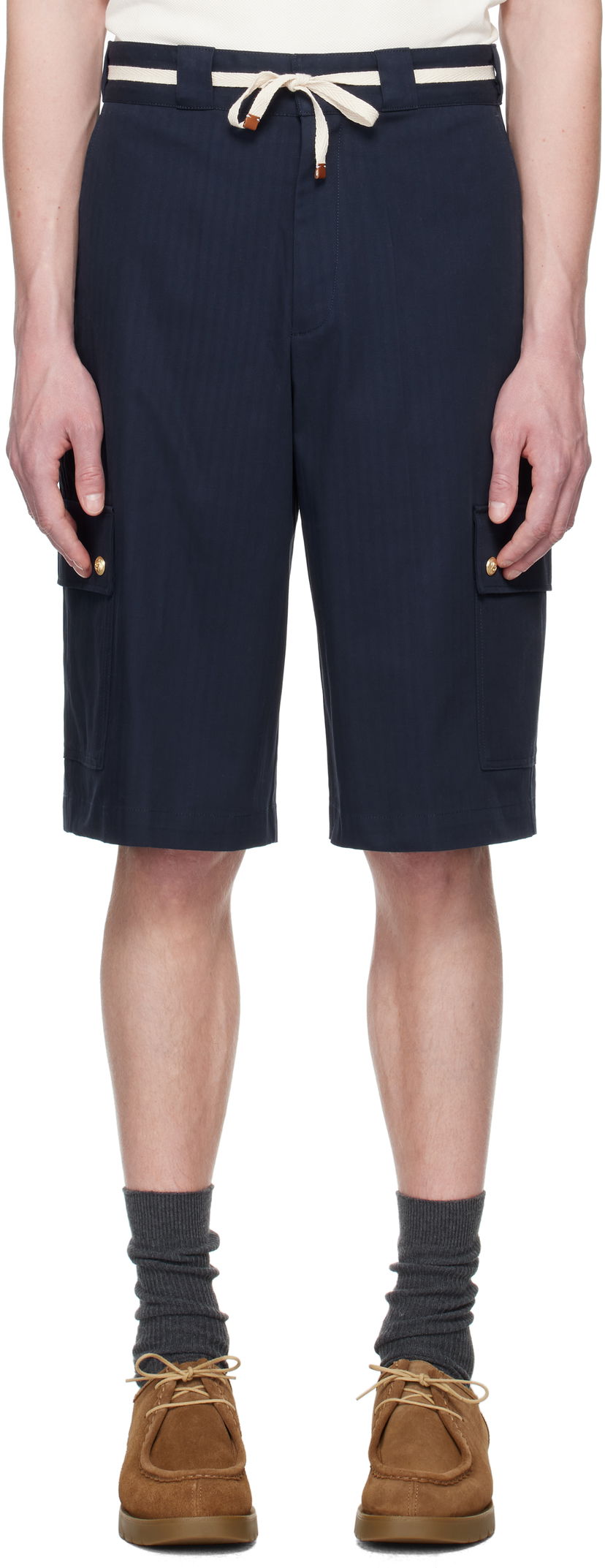 Shorts Drôle de Monsieur Drole De Monsieur 'Le Short Workwear Chevron' Shorts Mörkblå | G-BS155-CO106-NY
