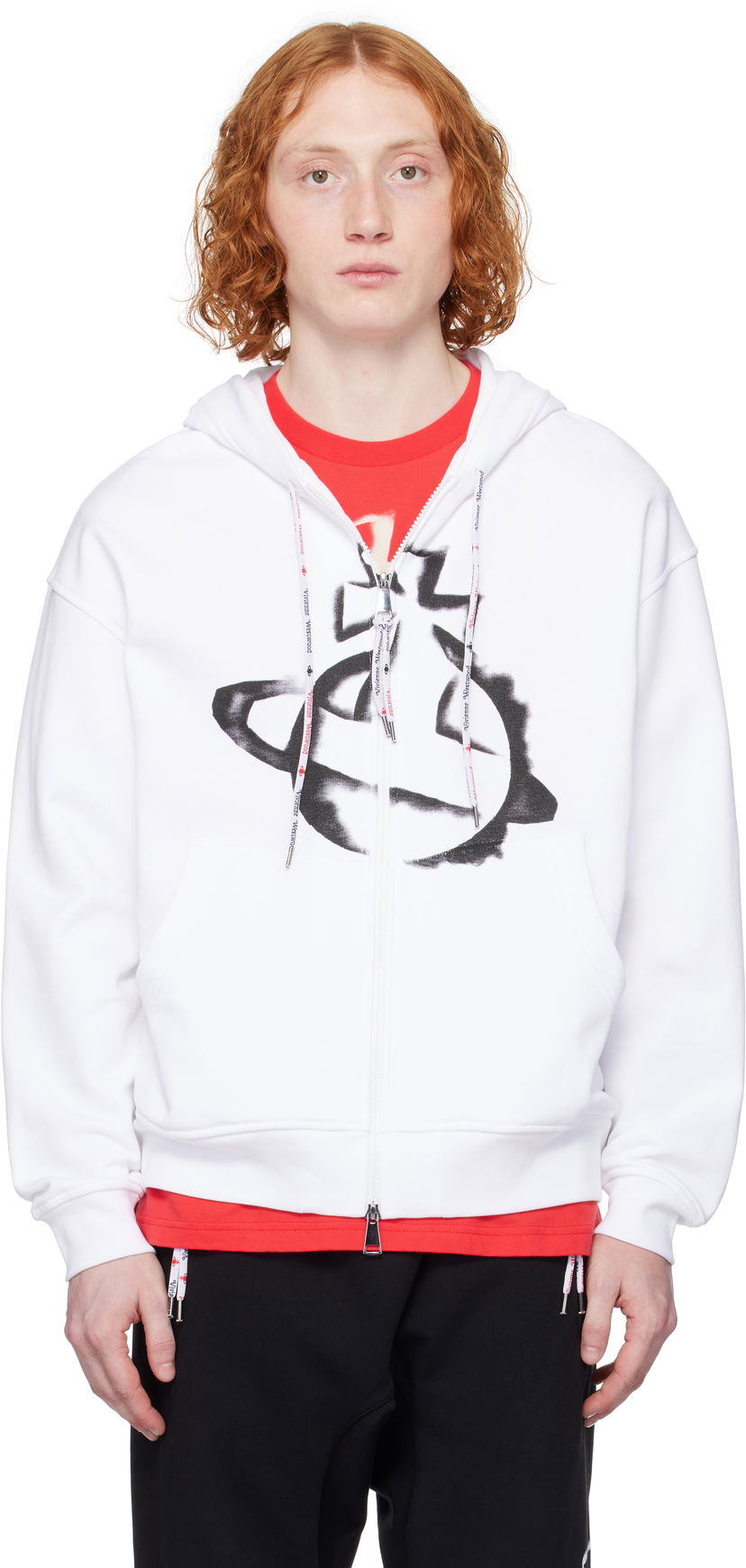 Sweatshirt Vivienne Westwood Vivienne Westwood Stencil Orb Zip Hoodie Vit | 2I01000I-J006O-