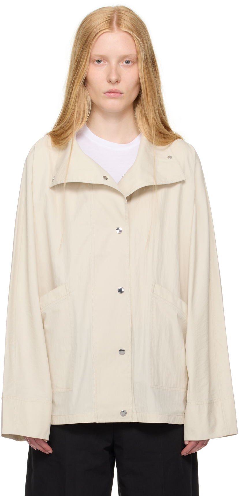 Jacka TOTEME TOTEME Summer Parachute Jacket Beige | 253-WRO0222-FB0427