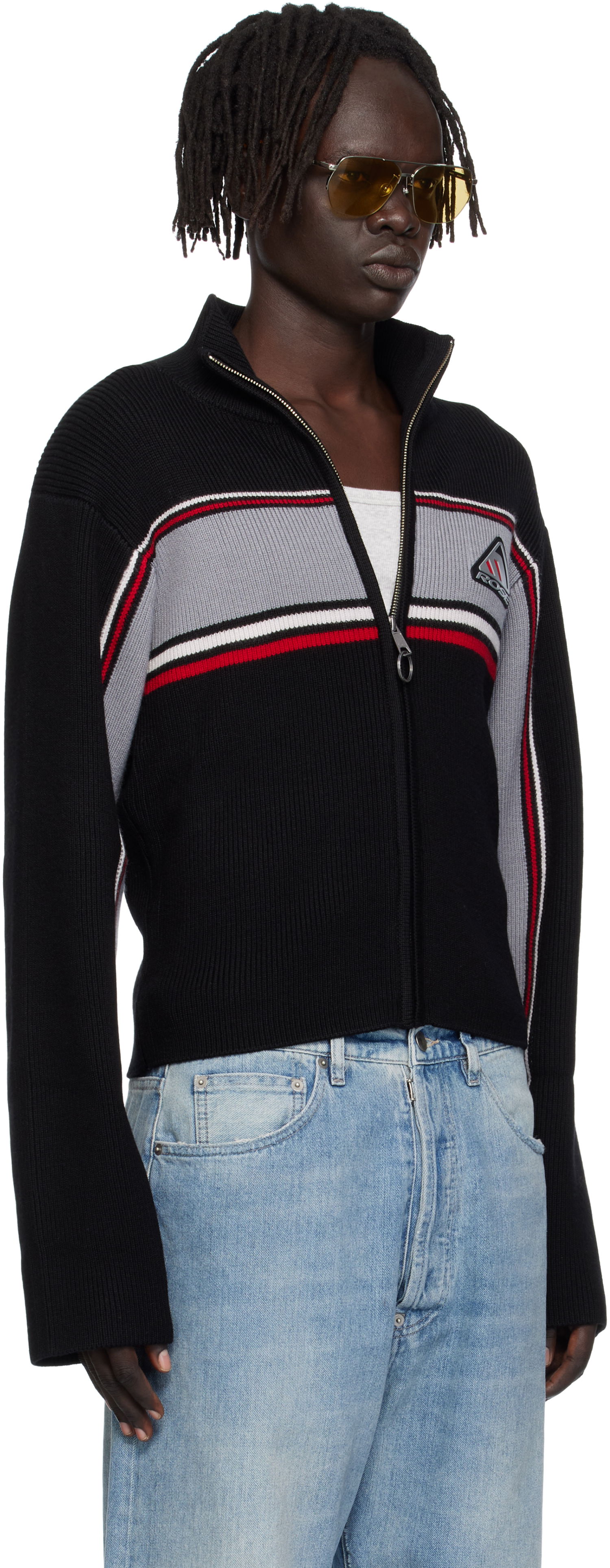 Sweatshirt Martine Rose Martine Rose Cropped Cable Zip-Up Sweatshirt Svart | 976YA09009, 1