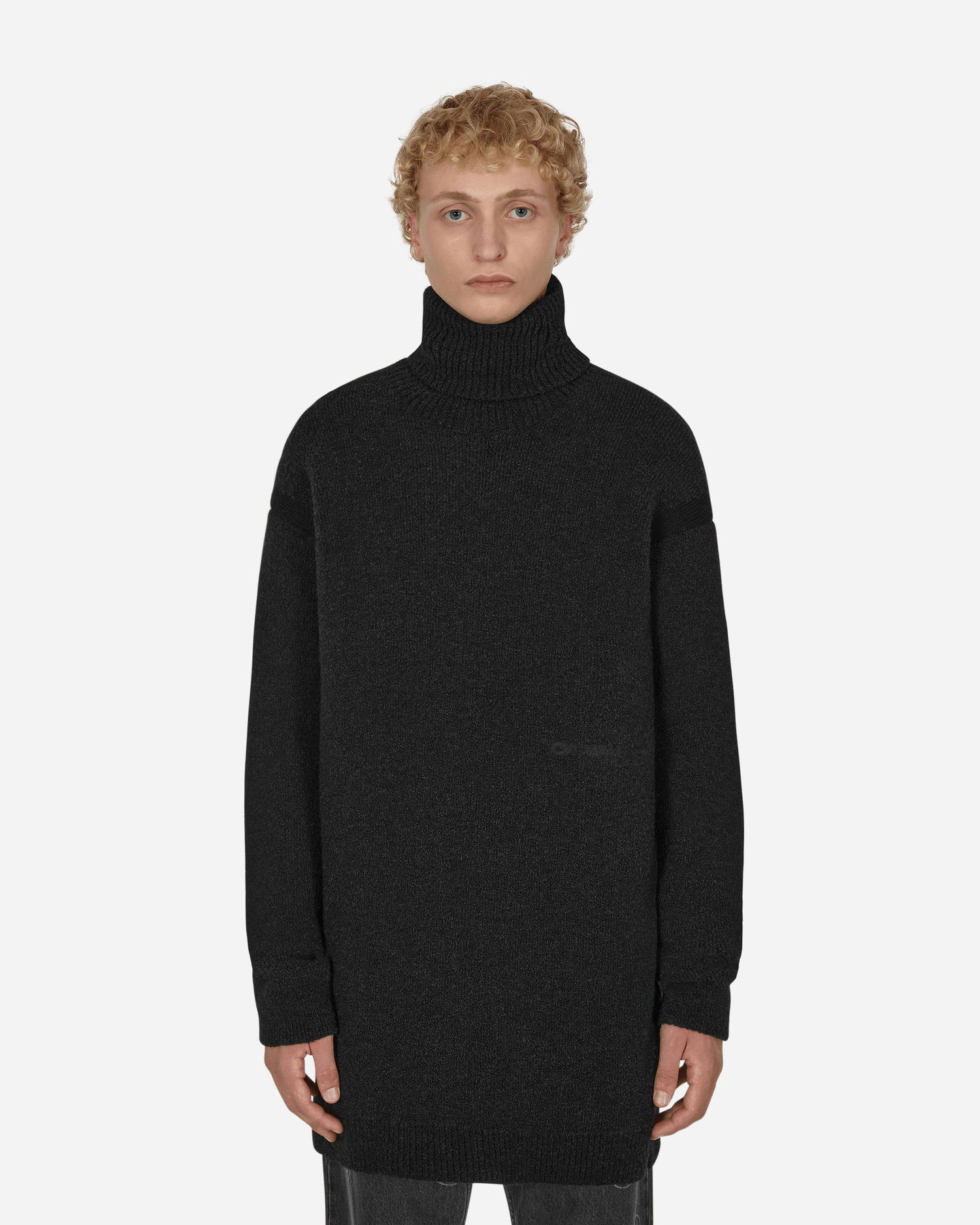 Sweater Off-White Micro Bouclé Knit Turtleneck Black Svart | OMHF039F22KNI001 1010, 0