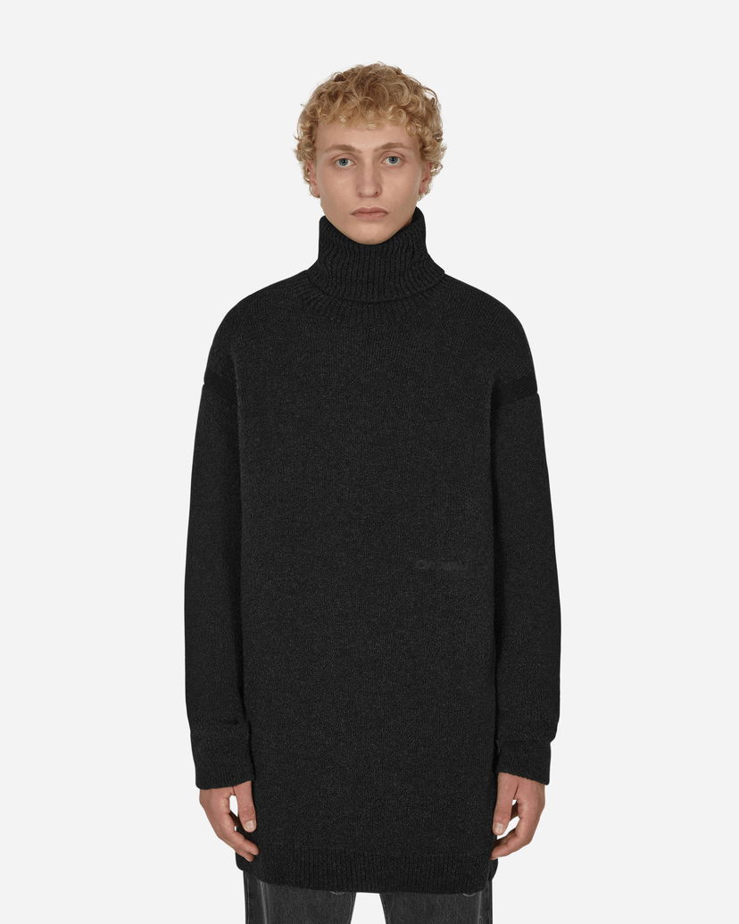 Sweater Off-White Micro Bouclé Knit Turtleneck Black Svart | OMHF039F22KNI001 1010