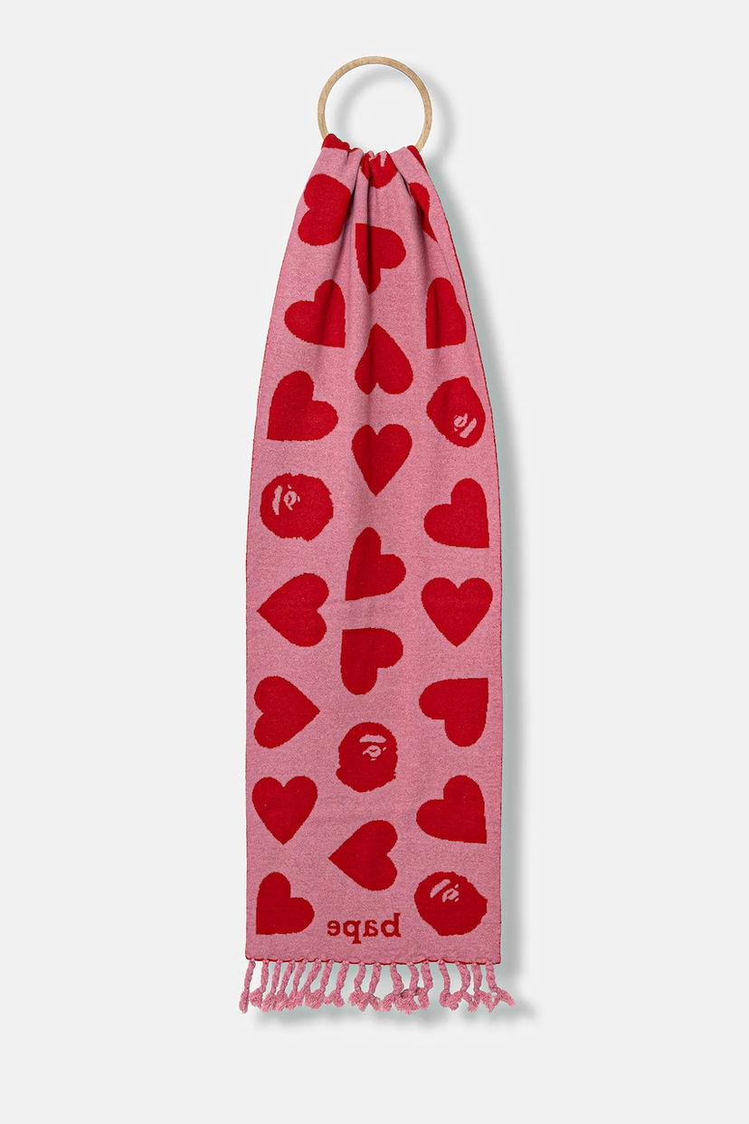 Halsduk BAPE A Bathing Ape I Love Bape Wool Blend Scarf Rosa | 1K80282001