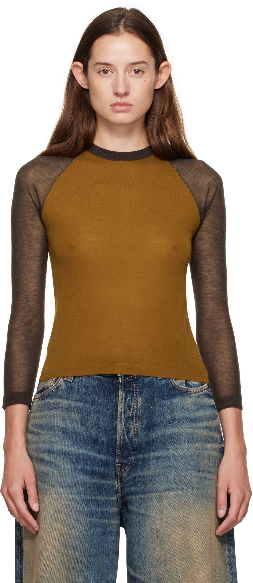 T-shirt Acne Studios Acne Studios Semi-Sheer T-Shirt Brun | A60588-