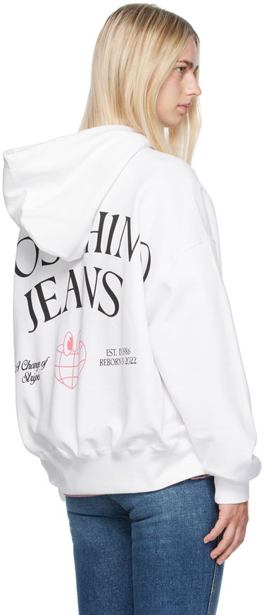 Sweatshirt Moschino Jeans Globe Print Hoodie Vit | 242K11701, 2