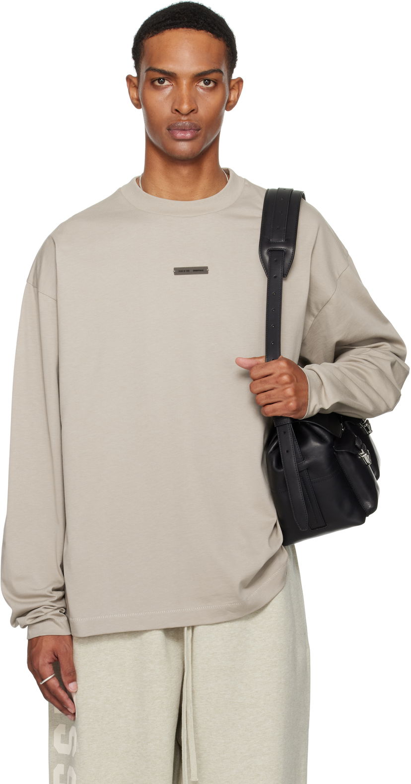 T-shirt Fear of God ESSENTIALS Classic Fit Long Sleeve T-Shirt Beige | 125SP254201F