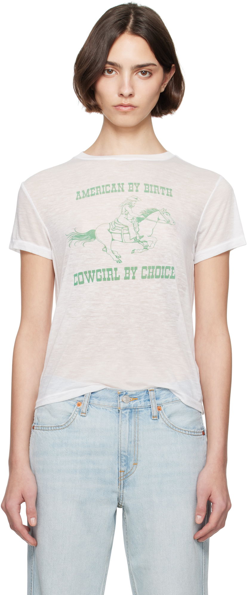 T-shirt RE/DONE Re/Done Classic Burnout 'Cowgirl' T-Shirt Vit | 792-02WCGT334
