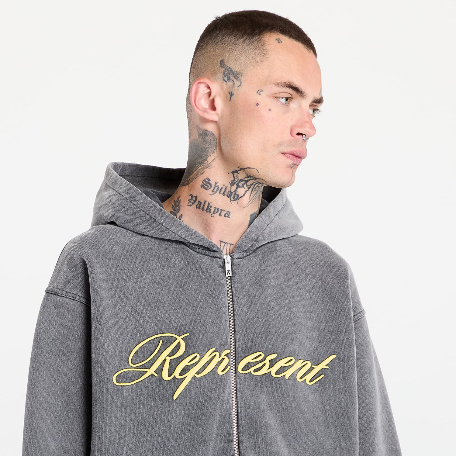 Sweatshirt Represent Clo REPRESENT Script Logo Zip Hoodie Grå | MLM100025-47, 1