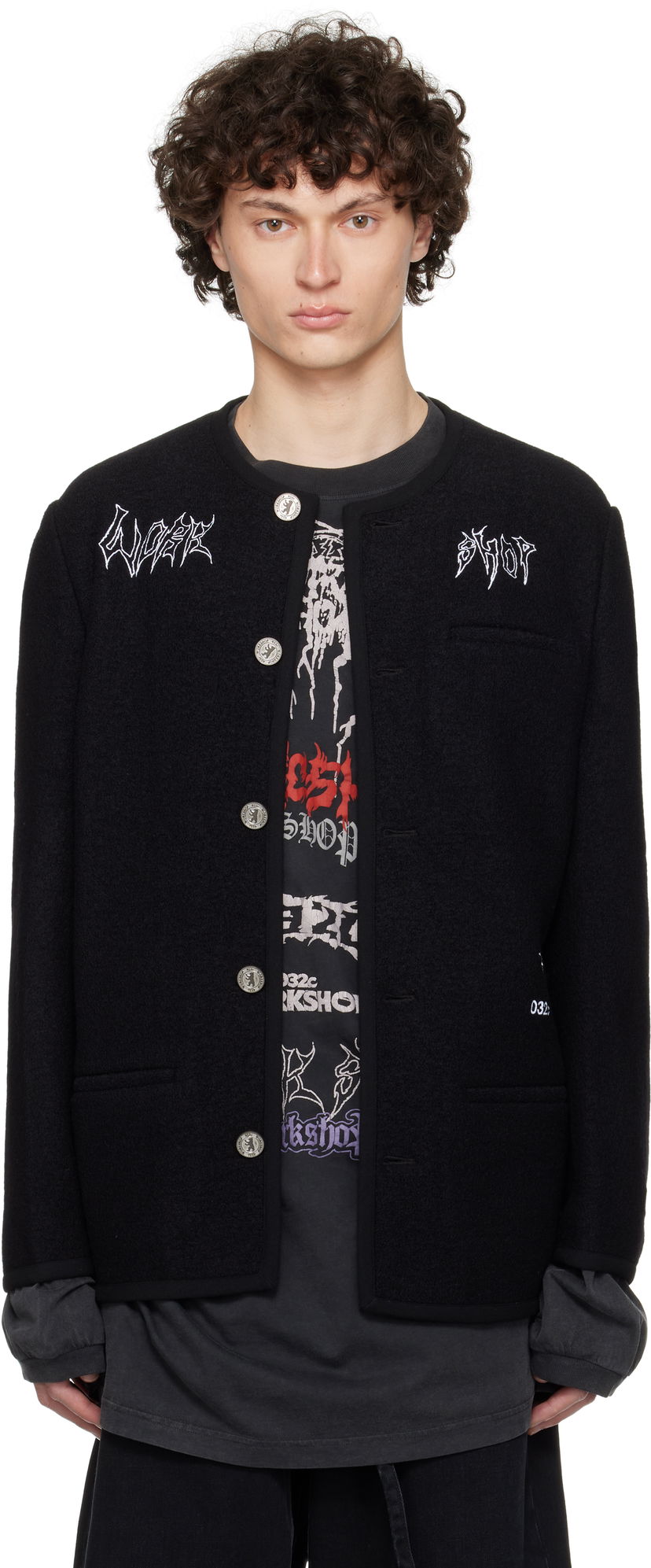 Jacka 032C Ghost Writer Wool Jacket Svart | S25-MRW-1701-000