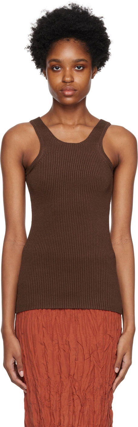 Linne TOTEME Curved Compact Tank Top Brun | 223-592-320