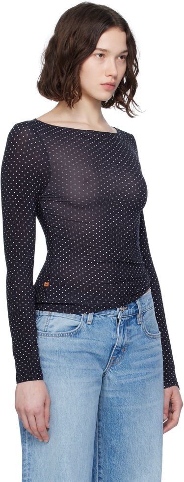 T-shirt Miaou Miaou Amelia Polka Dot Long Sleeve T-Shirt Svart | 7183TJBBWP, 1