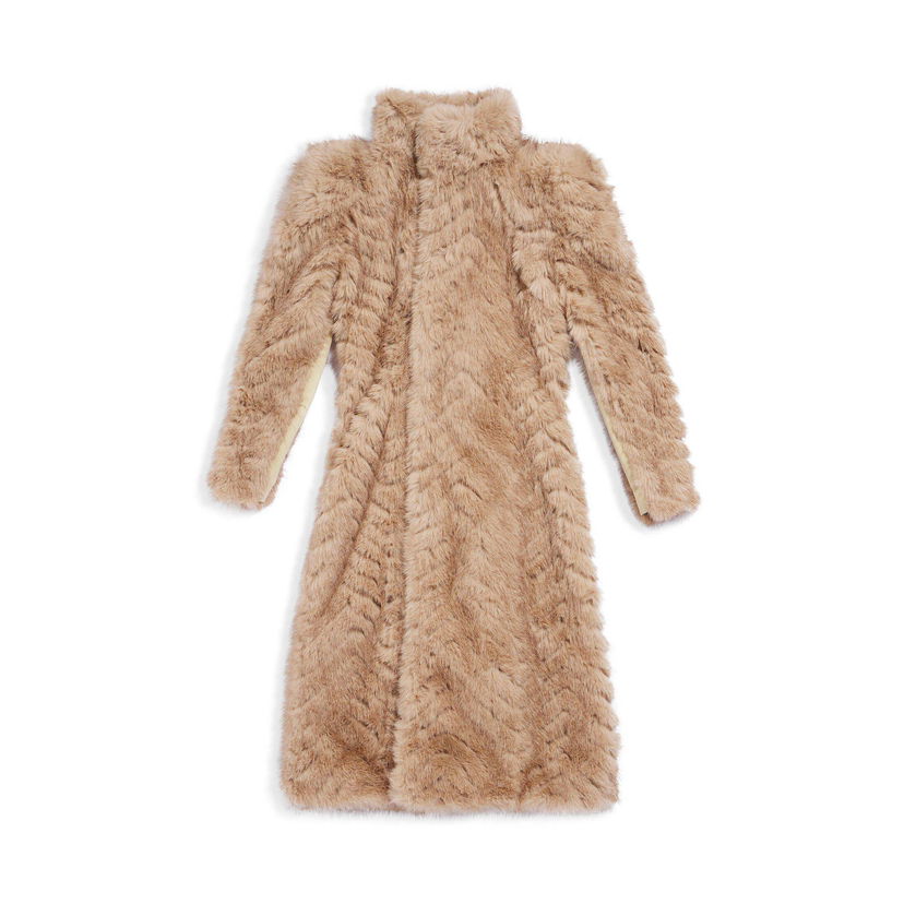 Rockar Balenciaga Round Shoulder Fitted Coat Beige | 768930TPQ142602