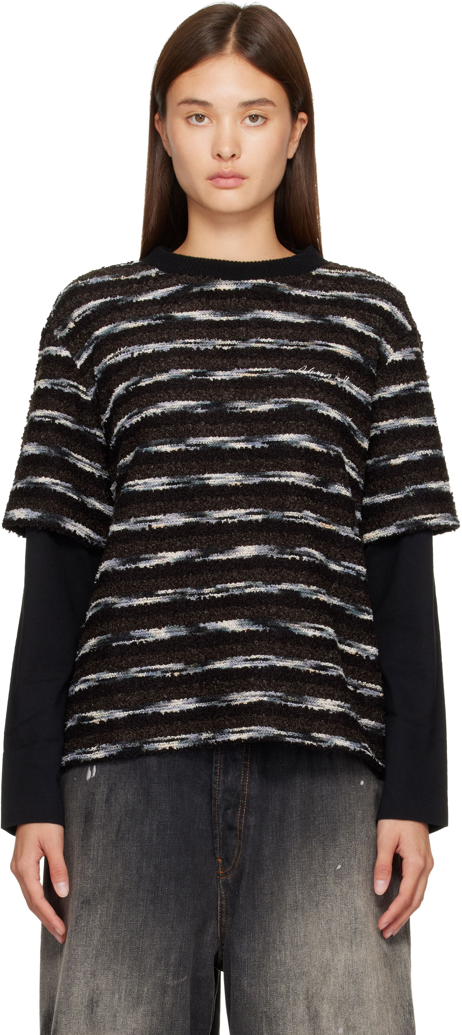 Sweater Andersson Bell Textured Striped Short-Sleeve Layered Sweater Flerfärgad | atb1373u, 0