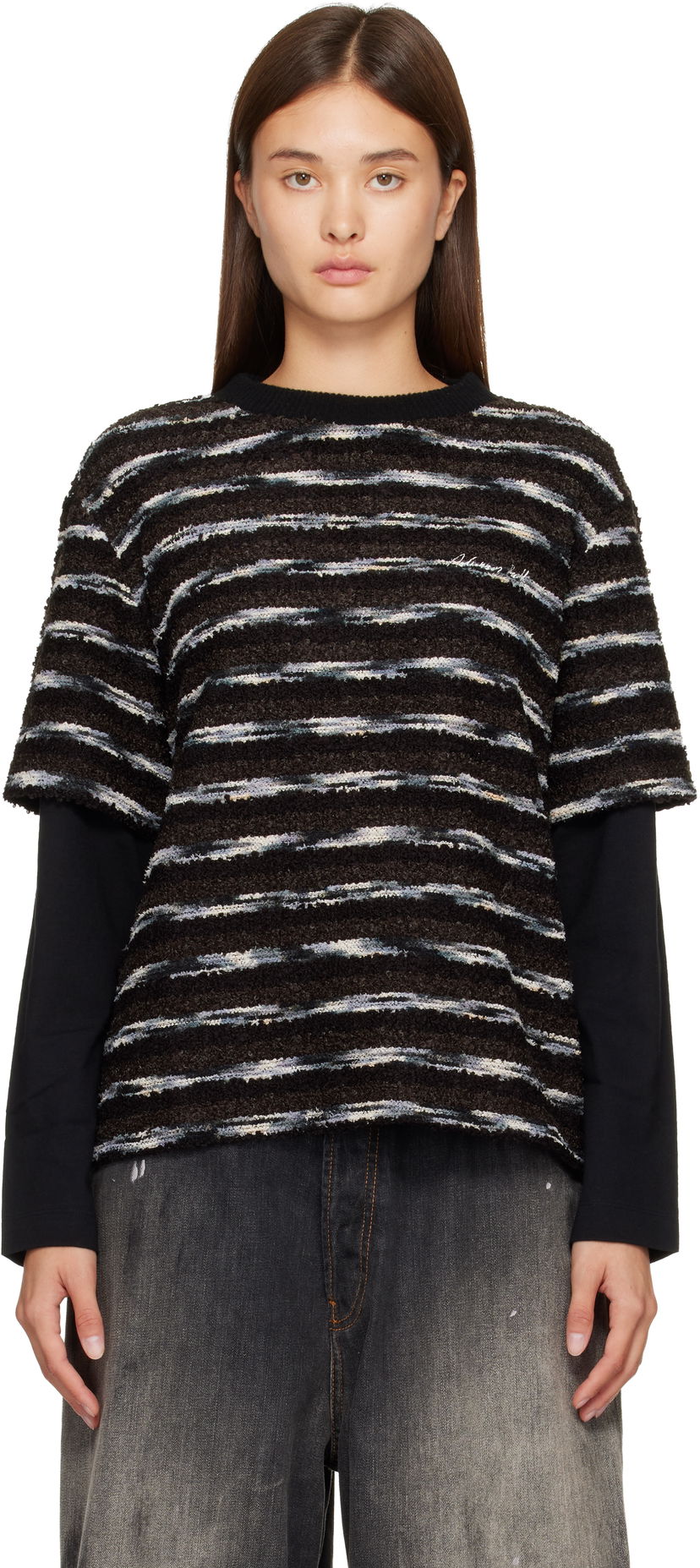 Sweater Andersson Bell Textured Striped Short-Sleeve Layered Sweater Flerfärgad | atb1373u