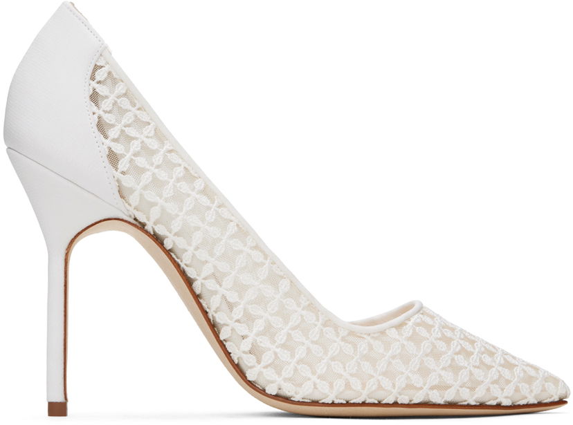 Tillbehör Manolo Blahnik Manolo Blahnik BBLA Lace Pumps Vit | 423-1744