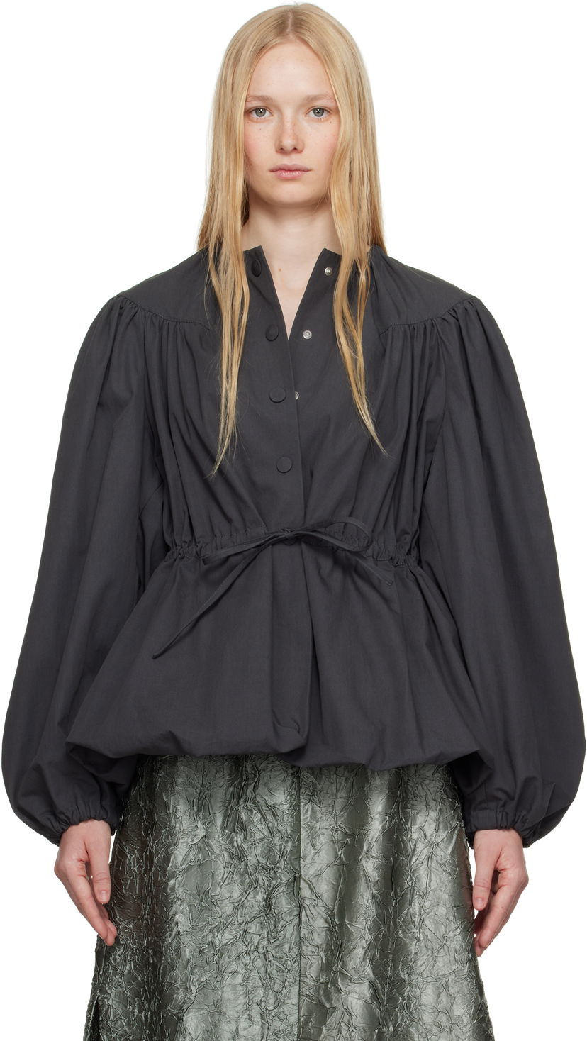 Skjorta Dries Van Noten Dries Van Noten Drawstring Peplum Top Svart | 251-010501-1449