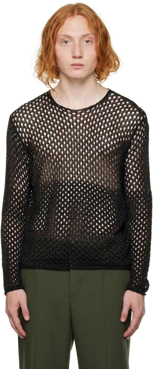 Sweater Dion Lee Metallic Long Sleeve Sweater Svart | C7107F22