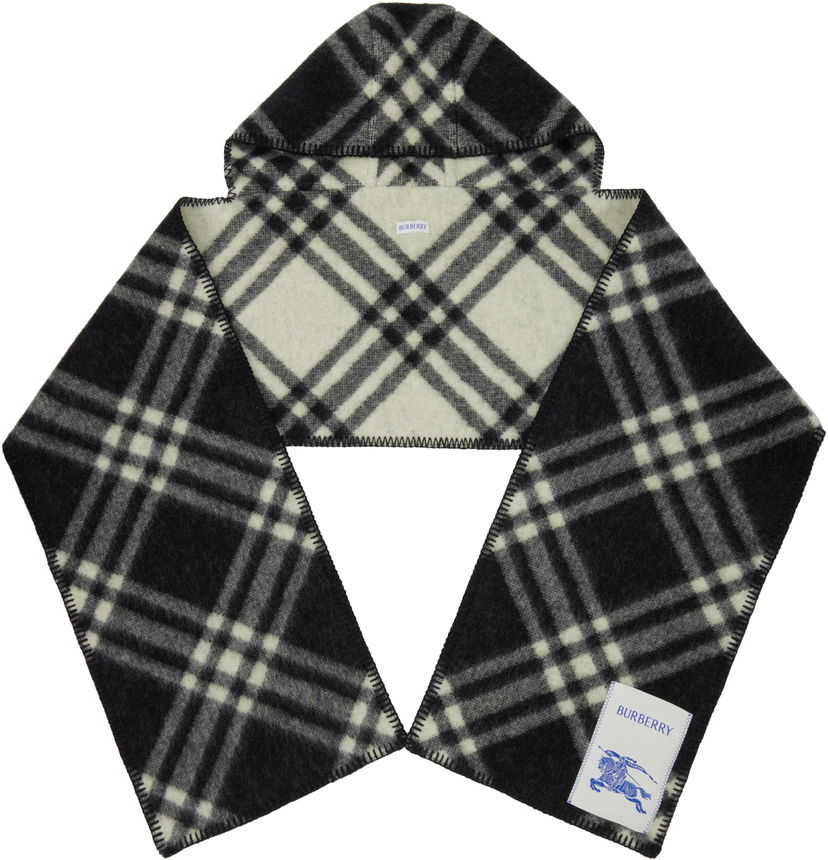 Halsduk Burberry Burberry Check Hooded Scarf Svart | 8115260