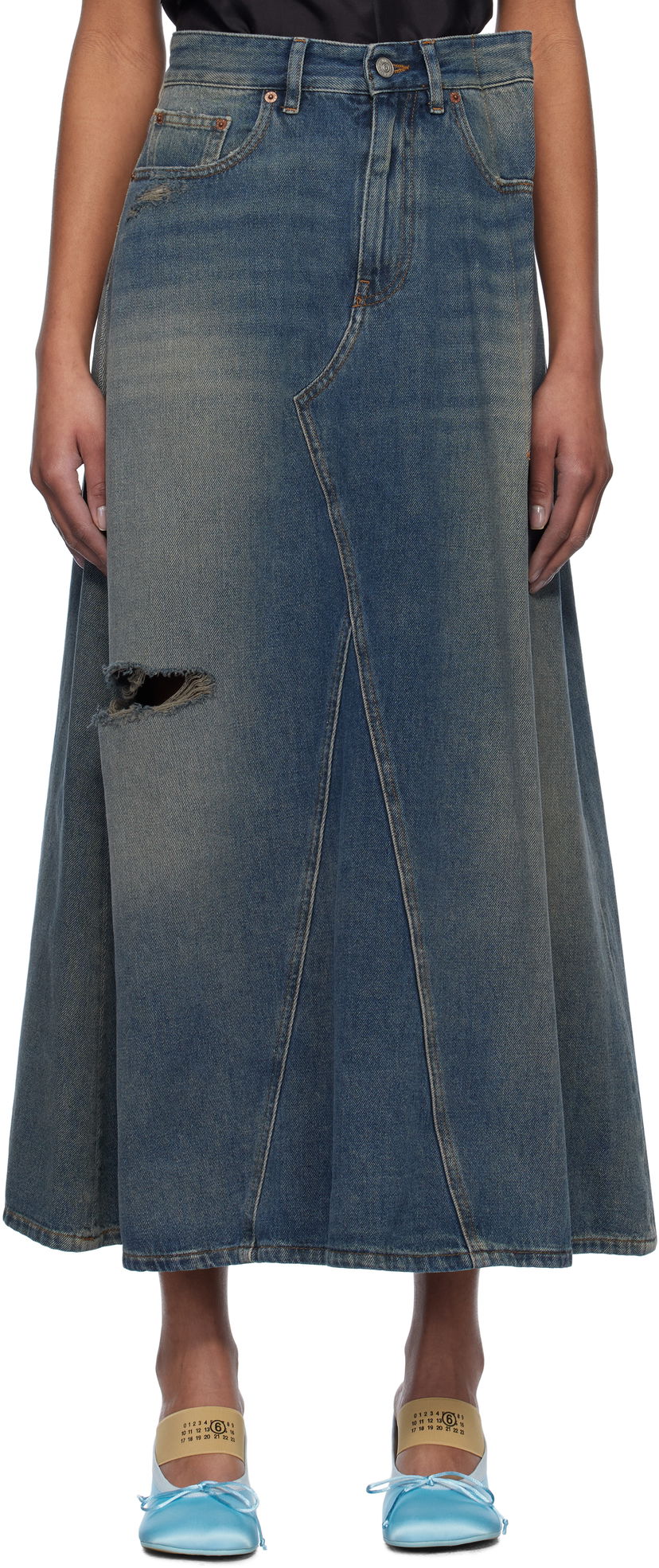 Kjol Maison Margiela Maison Margiela Darting Denim Midi Skirt Blå | S52ME0022 M30017