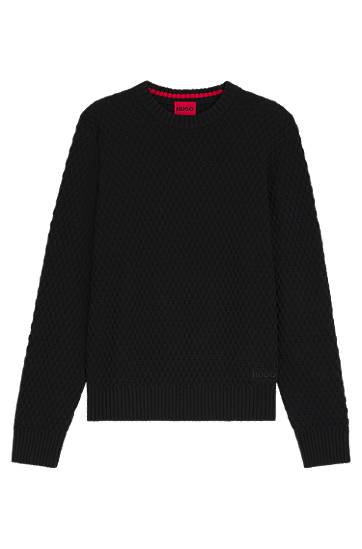 Sweater BOSS Cotton sweater with 3D knit structure Svart | 50546995