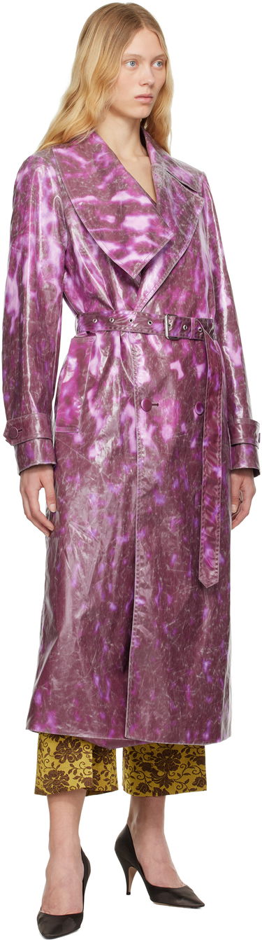 Regnrock Dries Van Noten Dries Van Noten Double-Breasted Trench Coat Purpur | 251-010213-1108, 3