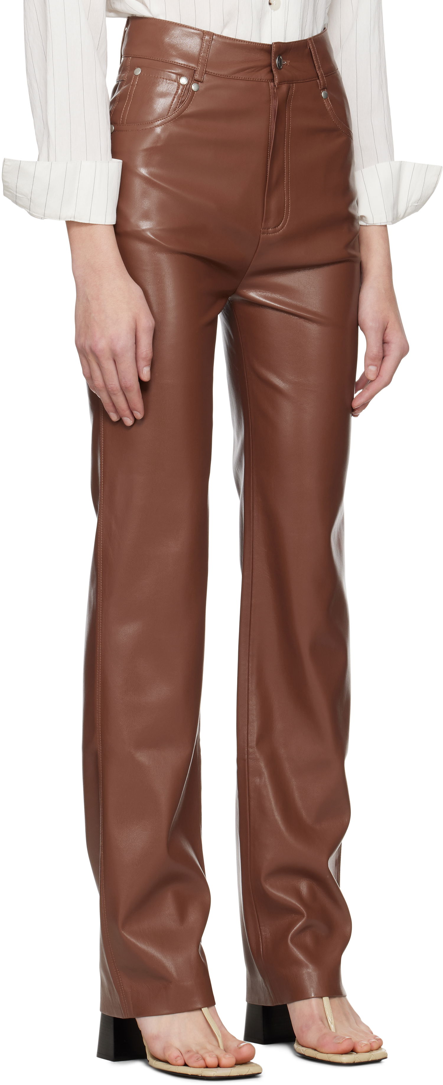 Byxor Nanushka Nanushka Jacoba Vegan Leather Pants Brun | NW25SSPA21775, 1