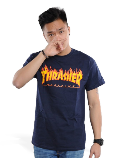 T-shirt Thrasher Tee Flame Logo Mörkblå | 017830