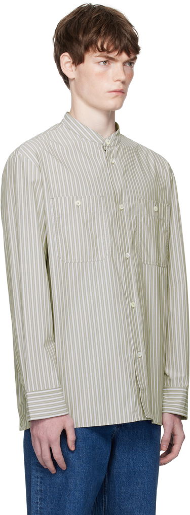 Skjorta A.P.C. A.P.C. Theon Striped Band Collar Shirt Grön | COHJJ-H12631, 1