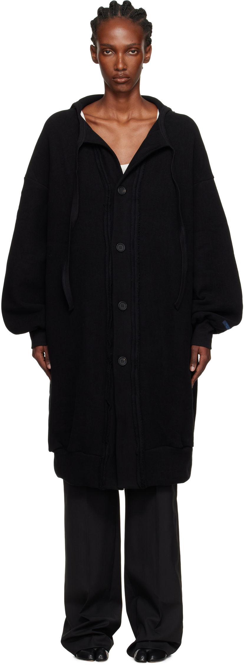 Jacka Yohji Yamamoto YOHJI YAMAMOTO Jersey Twill Button Cardigan Svart | FM-T86-002