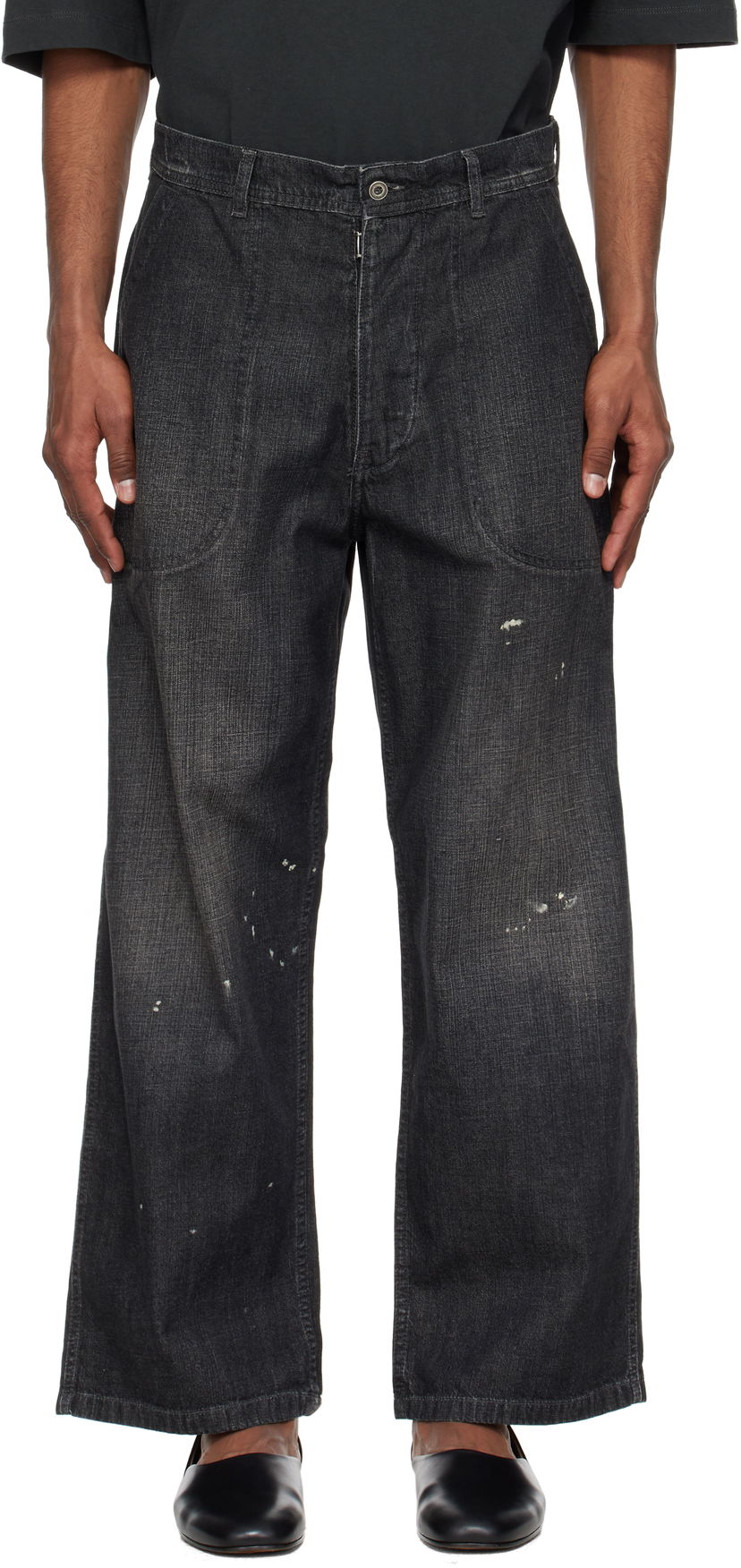 Jeans Maison Margiela Maison Margiela Distressed Wide-Leg Jeans Svart | S50KA0693 M30025