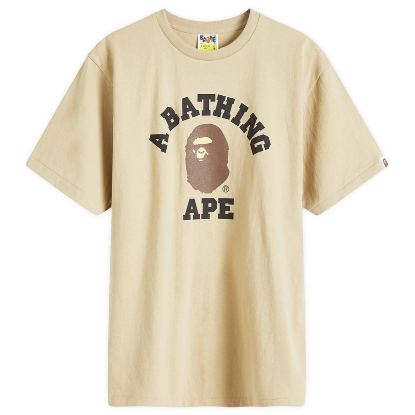 T-shirt BAPE A Bathing Ape College T-Shirt Beige | 001TEK301001M-BGE