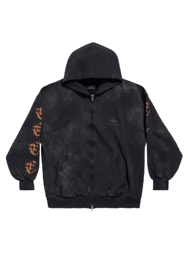 Sweatshirt Balenciaga Heavy Metal Zip-Up Small Fit Hoodie Svart | 744454TOVD81055