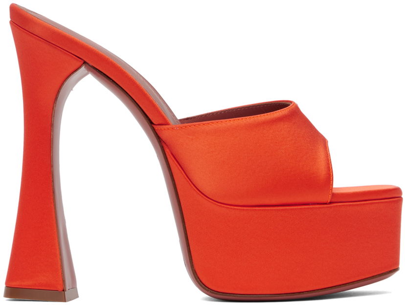 Skovård Amina Muaddi Amina Muaddi Dalida Heeled Satin Platform Sandals Orange | DALIDA SANDAL PLATEAU SATIN