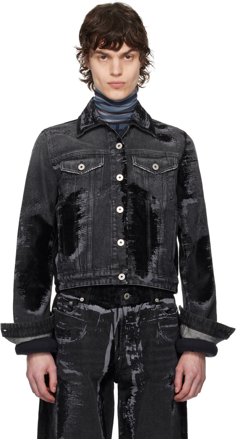 Bomberjacka Jean Paul Gaultier Jean Paul Gaultier 'The Flocked' Denim Jacket Svart | 25/33-F-VE094-D016-06