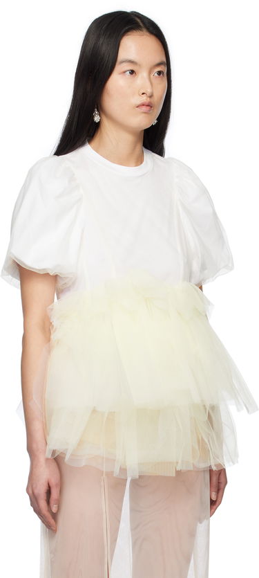 T-shirt Simone Rocha Simone Rocha Tulle Overlay Puff Sleeve Tutu Hem T-Shirt Röd | 5310 0553, 4