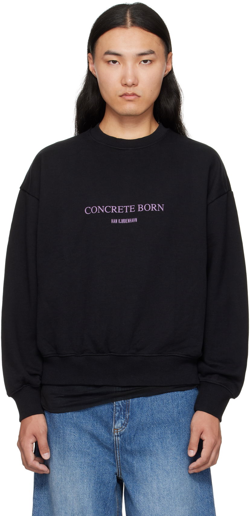 Sweatshirt Han Kjøbenhavn Han Kjobenhavn Logo Oversized Crewneck Sweatshirt Svart | M-134724