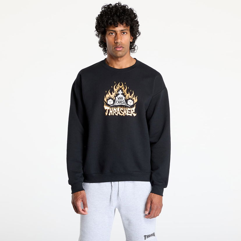 Sweatshirt Thrasher Thrasher Who Cares by Neckface Crewneck Sweatshirt Svart | 145708