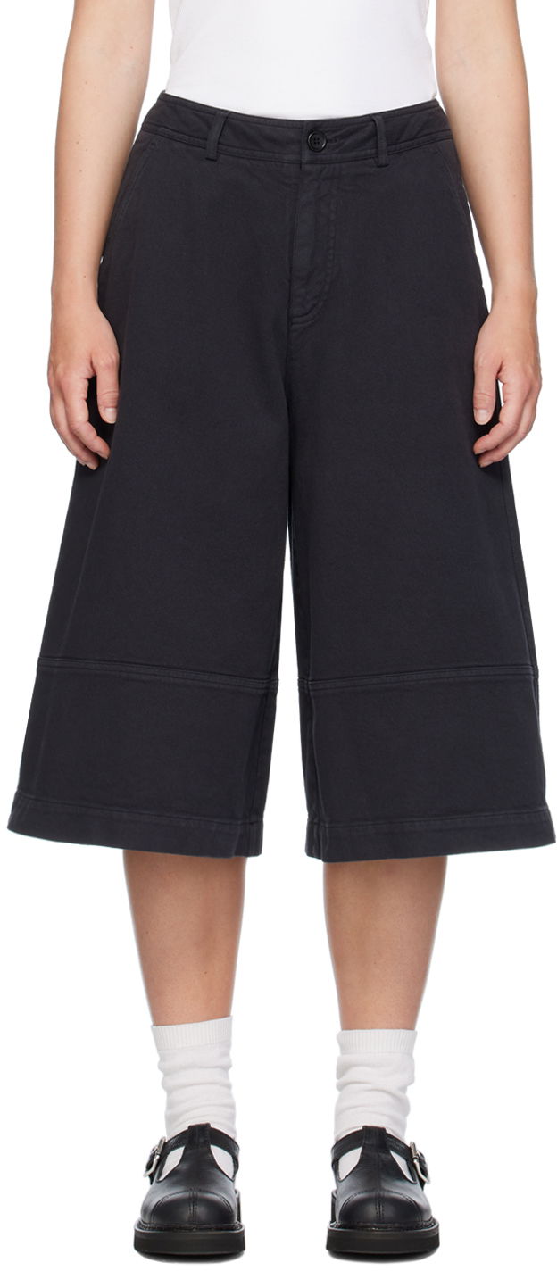 Shorts YMC YMC Ezy Wide-Leg Cropped Trousers Mörkblå | Q4WML, 0