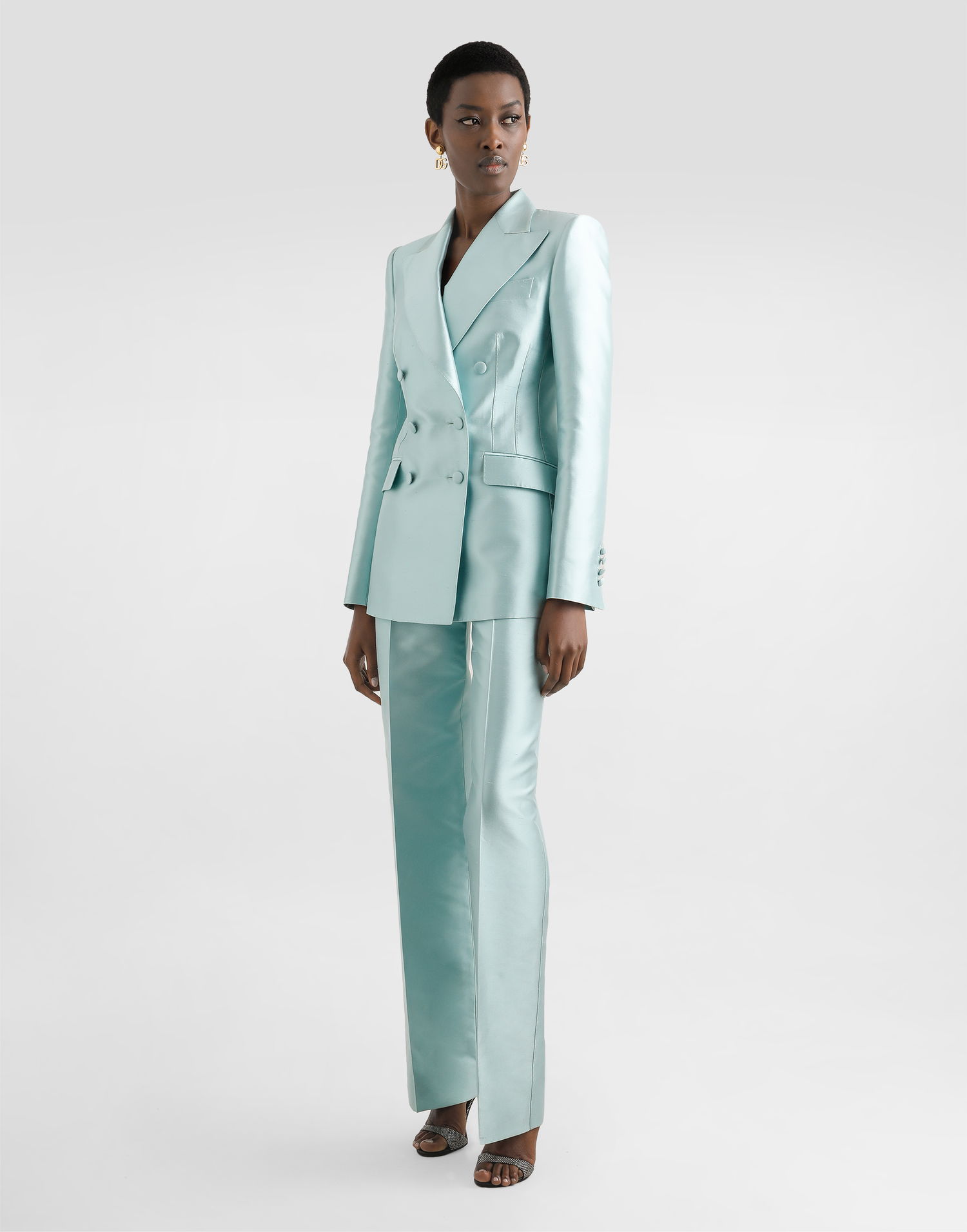 Byxor Dolce & Gabbana Dolce & Gabbana Shantung Silk Trousers Turkos | FTDDWTFU1JKB0276, 1