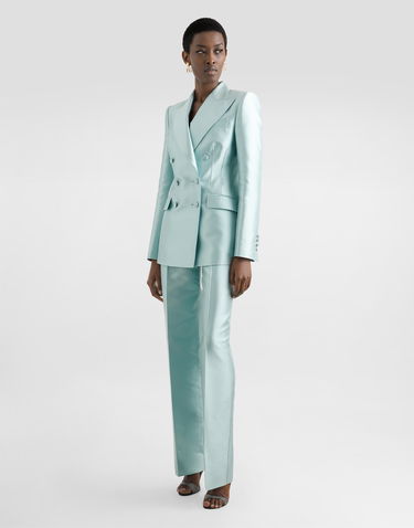 Byxor Dolce & Gabbana Dolce & Gabbana Shantung Silk Trousers Turkos | FTDDWTFU1JKB0276, 1